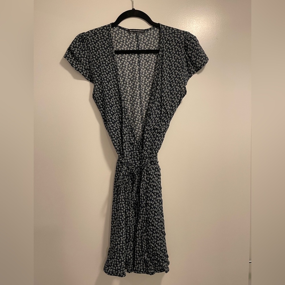 Brandy Melville Blue Flower Wrap Dress